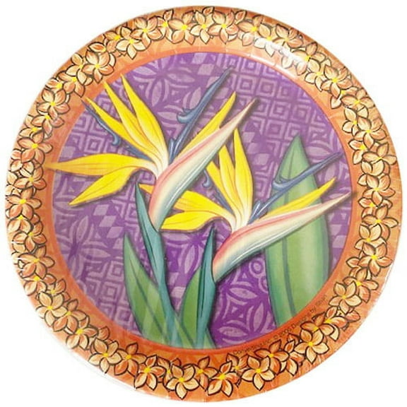 Various Flora Tropicana Luau Disposable Paper Plates, 8 Count