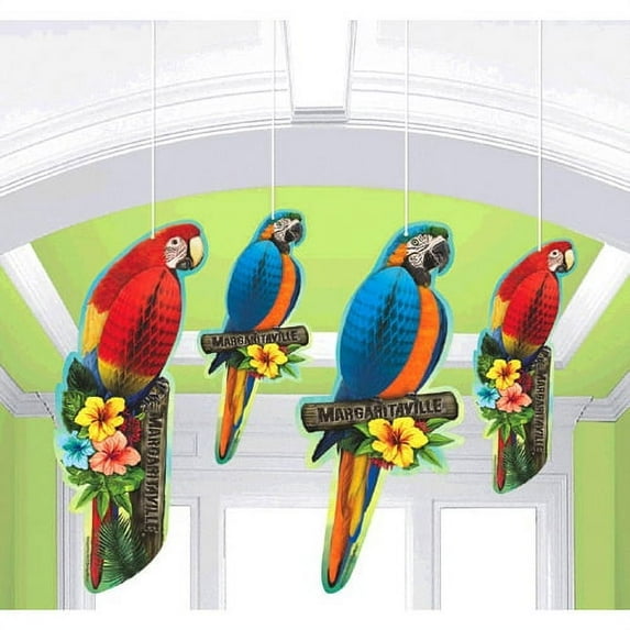 Hawaiian Luau 'Margaritaville' Honeycomb Decorations (4ct)