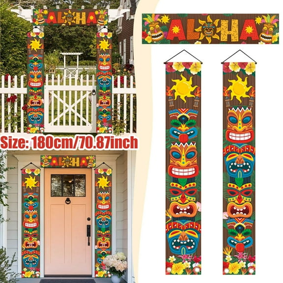 Hawaiian Luau Party Banner - Tropical Beach Theme Pennant Garland for Summer Backyard Celebration,Tiki Decor