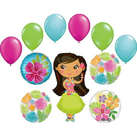 Hawaiian Luau Party Supplies Hula Girl Balloon Bouquet Decoration