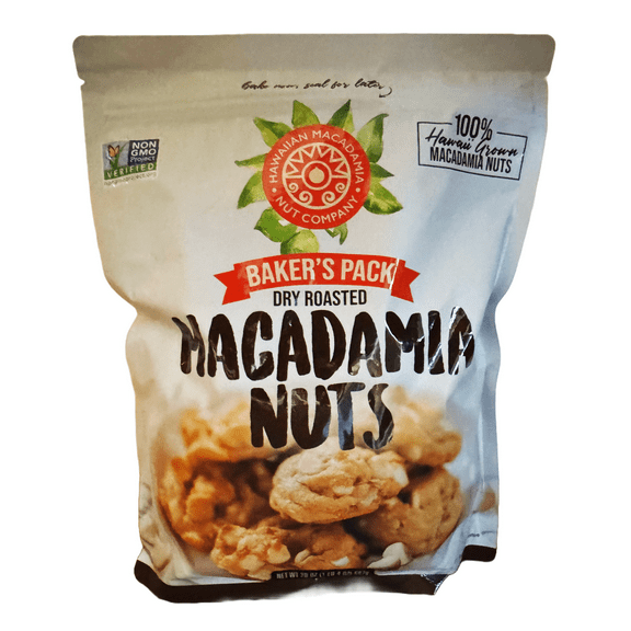 Hawaiian Macadamia Nuts 20oz  Bakers, Dry Roasted, Unsalted, Non-GMO, Keto-Friendly
