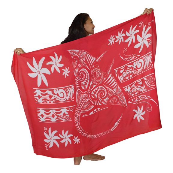 Hawaiian Manta | Tahitian | Red Beach Wrap | Pareo