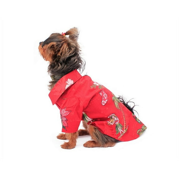 Hawaiian Matching Pattern Dog Aloha Shirt in Christmas Santa in Hawaii