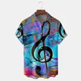 thumbnail image 1 of Hawaiian Men's Shirt 3D Musical Note Fashion Printed Men's Shirt 2023 Casual Loose Short Sleeved Top Oversized Clothing, 1 of 7
