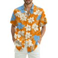 thumbnail image 1 of Hawaiian Mens Shirts Short Sleeves Printed Button Down Shirts Summer Beach Mens Shirts Clearance 20-Saffron 5XL, 1 of 5