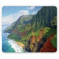thumbnail image 1 of Hawaiian Mouse Pad, Na Pali Coast Kauai Hawaii Seashore Greenery Adventurous Journey Landscape, Rectangle Non-Slip Rubber Mousepad, Standard Size, Green Redwood Blue, 1 of 1
