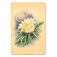 thumbnail image 1 of Hawaiian Night Blooming Cereus (Panini o Kapunahou) - Honolulu Queen of the Night - Vintage Hawaiian Airbrush Art by Ted Mundorff c.1940s - 8 x 12 inch Vintage Metal Tin Sign, 1 of 4