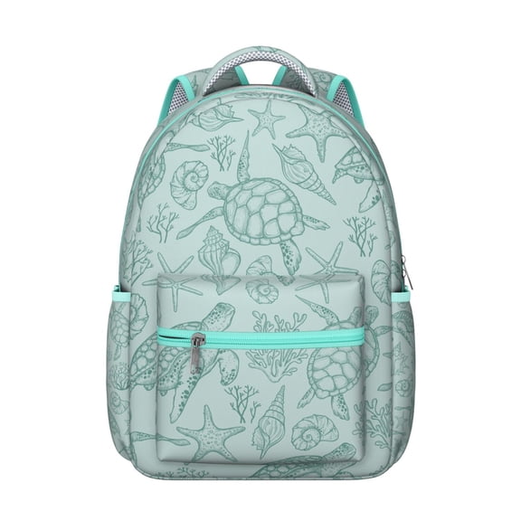 Hawaiian Ocean Turtle Backpack for Student Durable Waterproof School Bag with Cute Cartoon Turtles, Breathable Foam Padding, Adjustable Shoulder Straps for Outdoor Activities