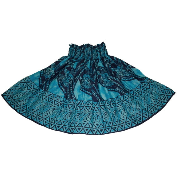 Hawaiian Pa'u Hula Dancer Dress Skirts, Hawaiian Sea Turtle Tapa Print For Women, Blue.
