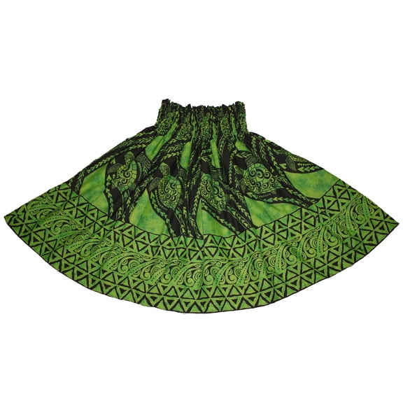 Hawaiian Pa'u Hula Dancer Dress Skirts, Hawaiian Sea Turtle Tapa Print For Women, Green.