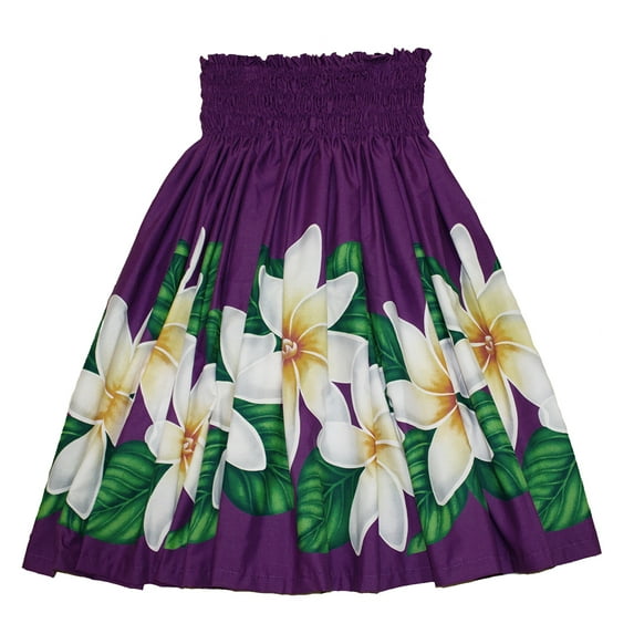 Hawaiian Pa'u Hula Skirt Hawaii Print Flower For womens, Color Purple Leef