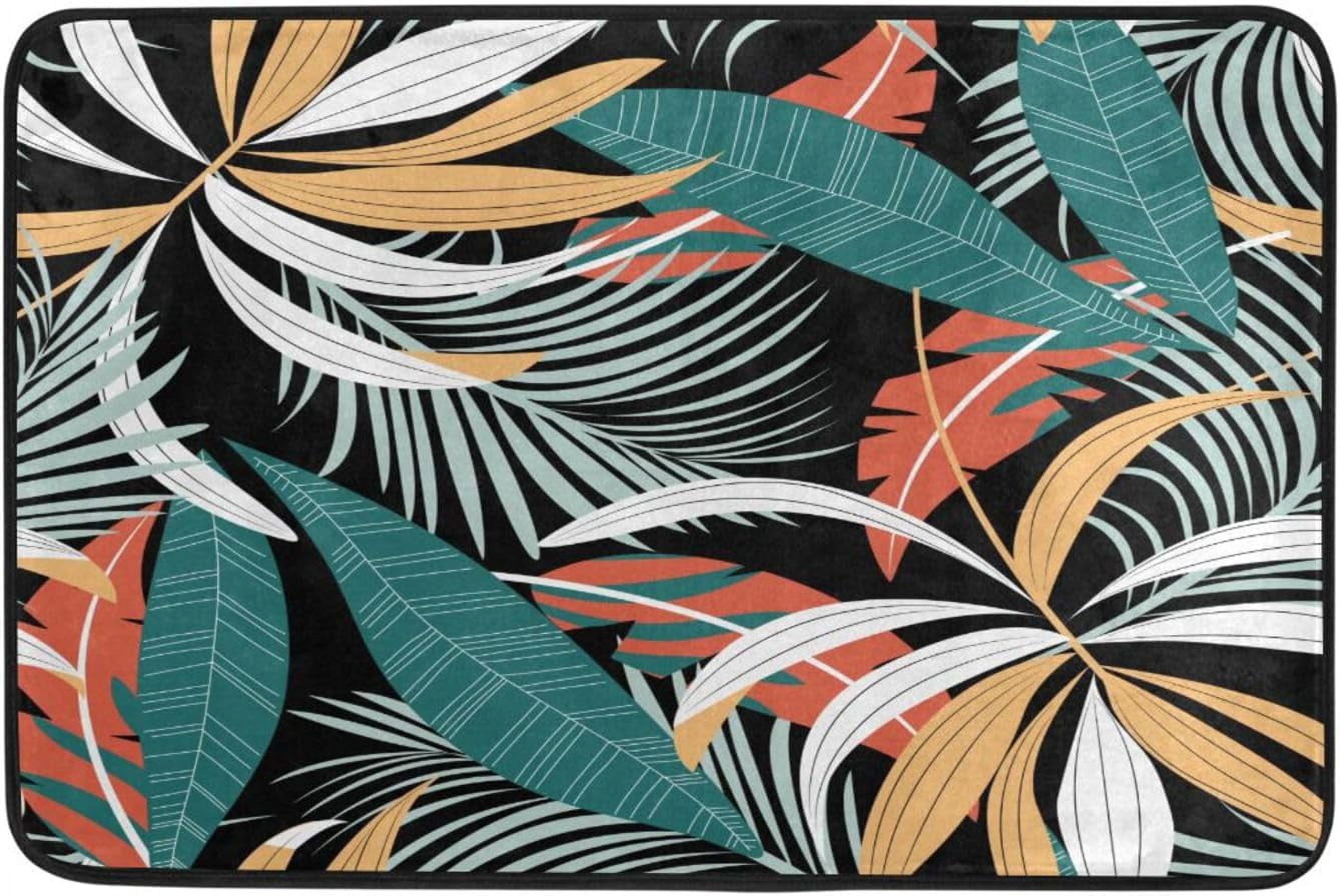 Yellow Palm Tree Hawaiian Print Floor Mat