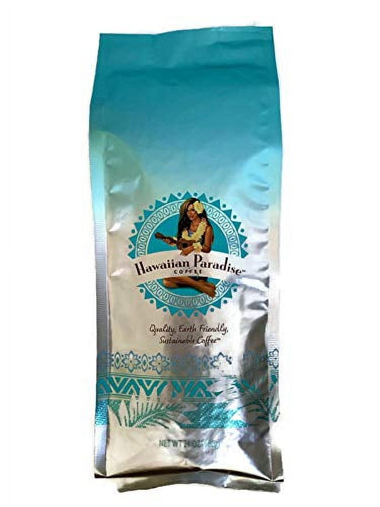 Hawaiian Paradise Coffee 10% Kona Roast Whole Bean 24oz. Bag - Premium Rich Flavored Bold Signature Brewed - 100% Arabica Gourmet Finest Beans