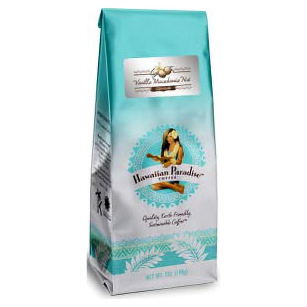 Hawaiian Paradise Coffee Ground - 100% Arabica Coffee Premium Rich Flavored Bold Signature Brewed Coffee from the Finest Beans (Vanilla Macadamia Nut, 7 Ounces)