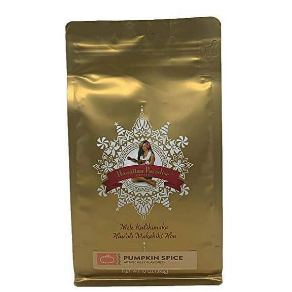 Hawaiian Paradise Coffee Holiday - Christmas Ground Coffee Flavors - 10oz Bag - Arabica Coffee (Pumpkin Spice)