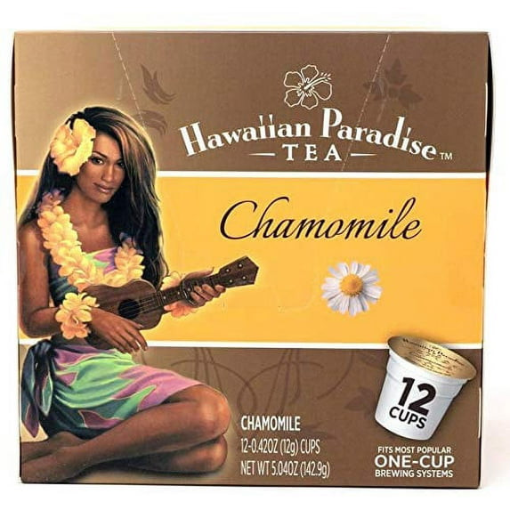 Hawaiian Paradise Tea (Chamomile) Cups - Single Serve Cups 12 Count - Sustainably Produced in Hawaii, USA - Compatible with Keurig K-Cup Brewers