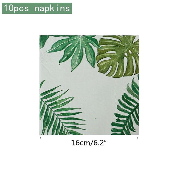 Hawaiian Party Disposable Tableware Set with Palm Leaf Banner Plates Cups Napkins for Summer Tropical Luau Celebrations