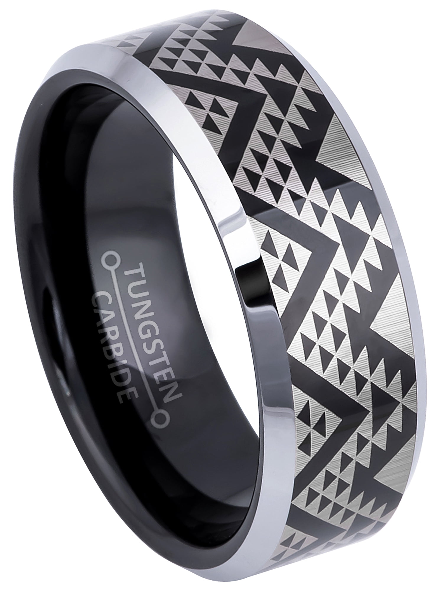 Hawaiian Pattern Design Tungsten Carbide Ring - Comfort Fit Polished ...