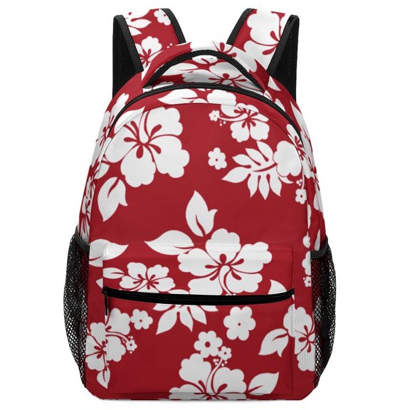 Hawaiian Pattern - Red Backpack for Teenage Business Daypack College Canvas Bags Durable