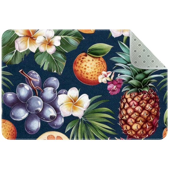Hawaiian Pattern with Tropical Fruits and Flowers Entryway Rug, 2x3 Area Rug Indoor Door Mat Non-slip Washable Floor Carpet Rug for Bedroom Office Dining Room Bathroom