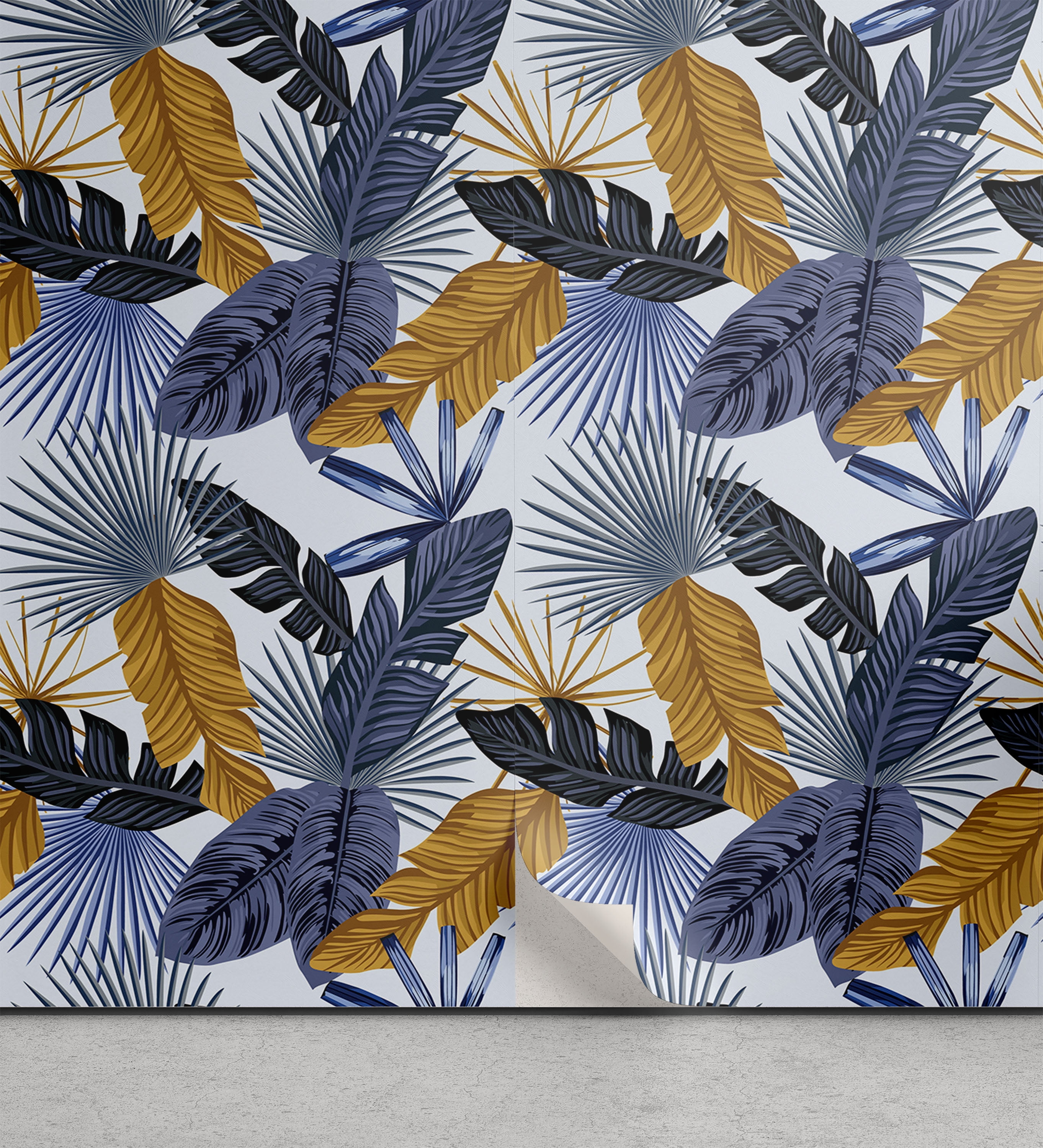 Hawaiian Peel & Stick Wallpaper, Tropical Beach Flora Illustration