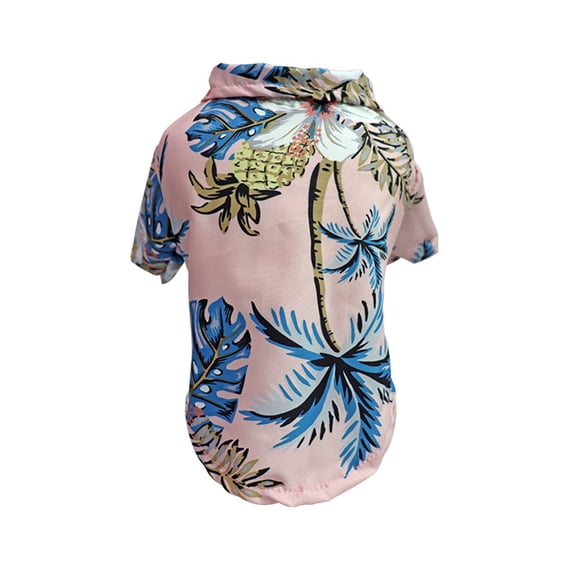 Hawaiian Pet Summer Shirt - Pink Xs Dog Clothes With Tropical Palm Pineapple Print For Beach Vacations, Daily Walks, Summer Parties - Breathable Lightweight Dog Apparel For Small