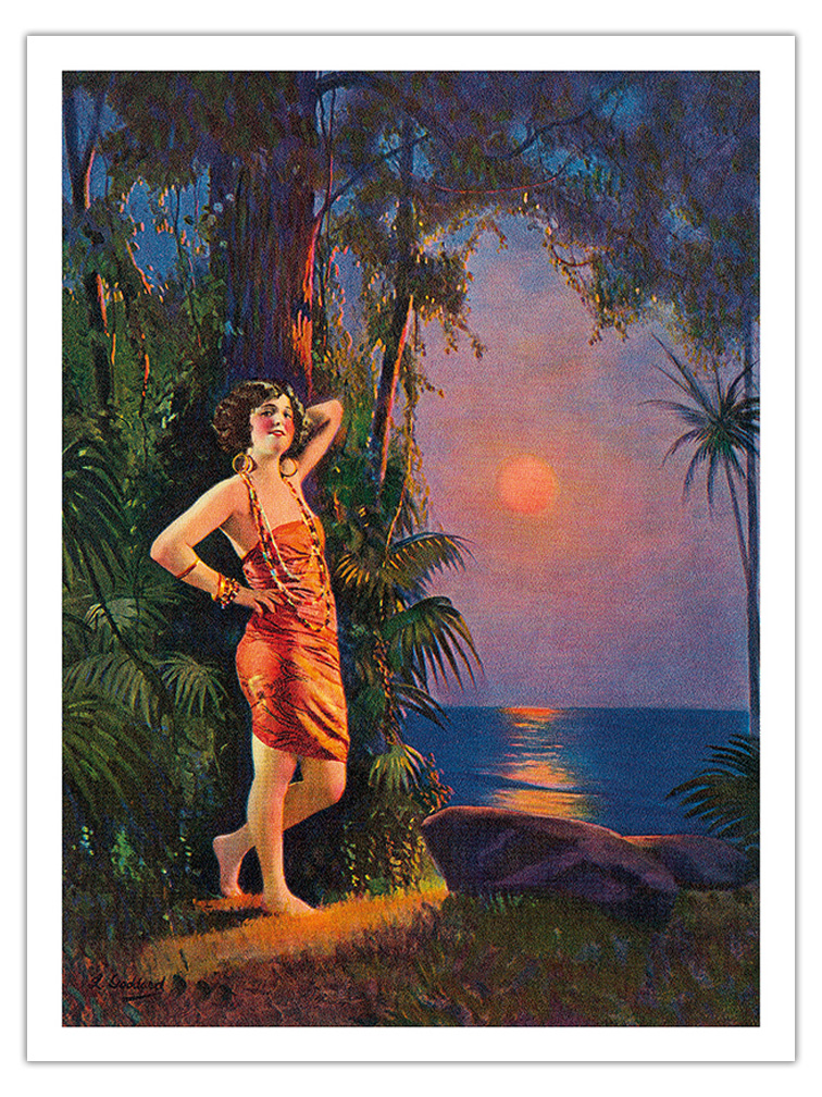 Hawaiian Pin Up Girl - Vintage Pin Up by L. Goddard c.1920s