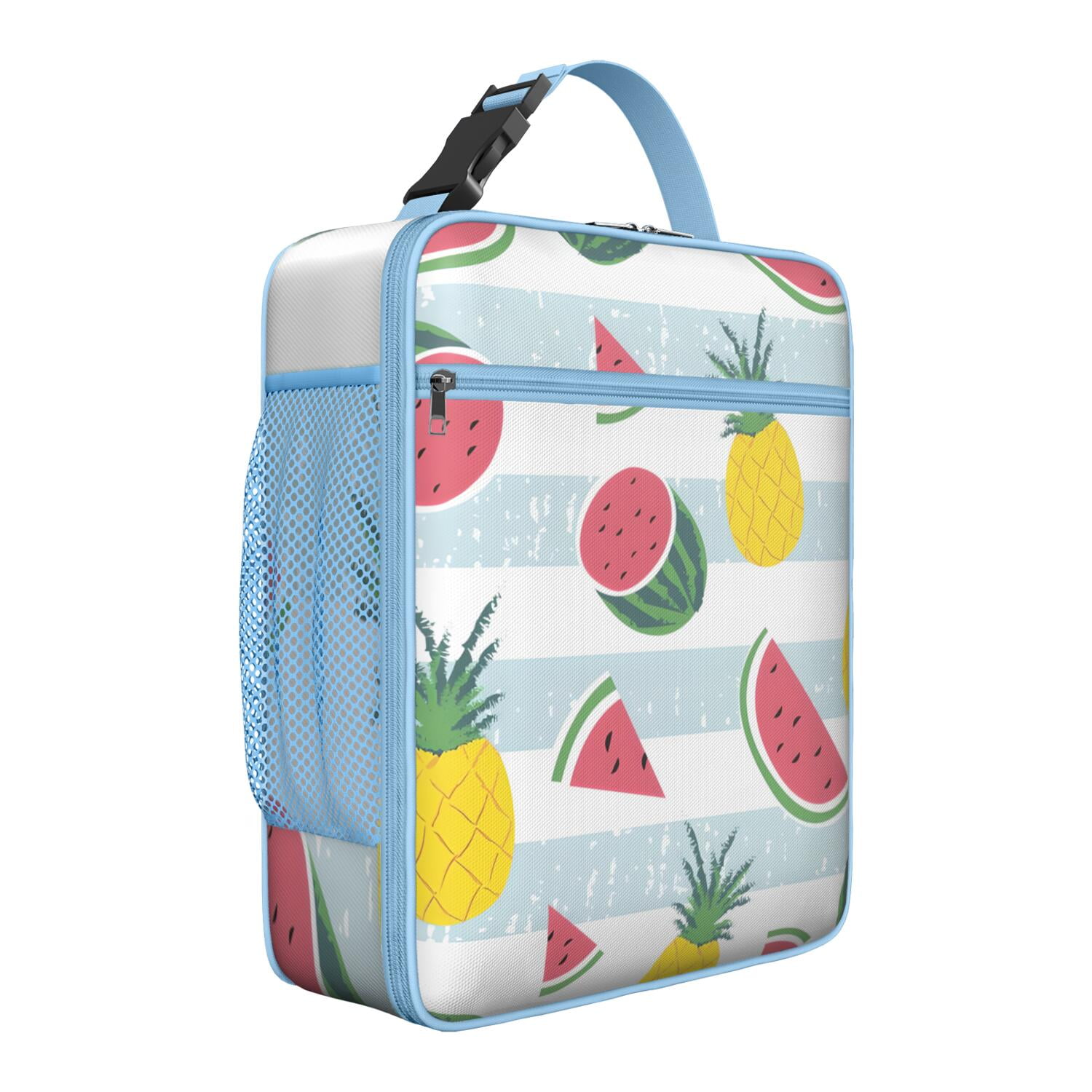 Hawaiian Pineapple Insulated Lunch Bag – Fresh Golden Yellow Tropical Fruit and Flower Pattern, Waterproof Thermal Bento Tote for School, Work, or Outdoor Use