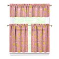 thumbnail image 1 of Hawaiian Pineapple Kitchen Curtains 3-Piece Set - Sunshine Golden Exotic Print Semi-Sheer Short Curtains with Valance, 1 of 5