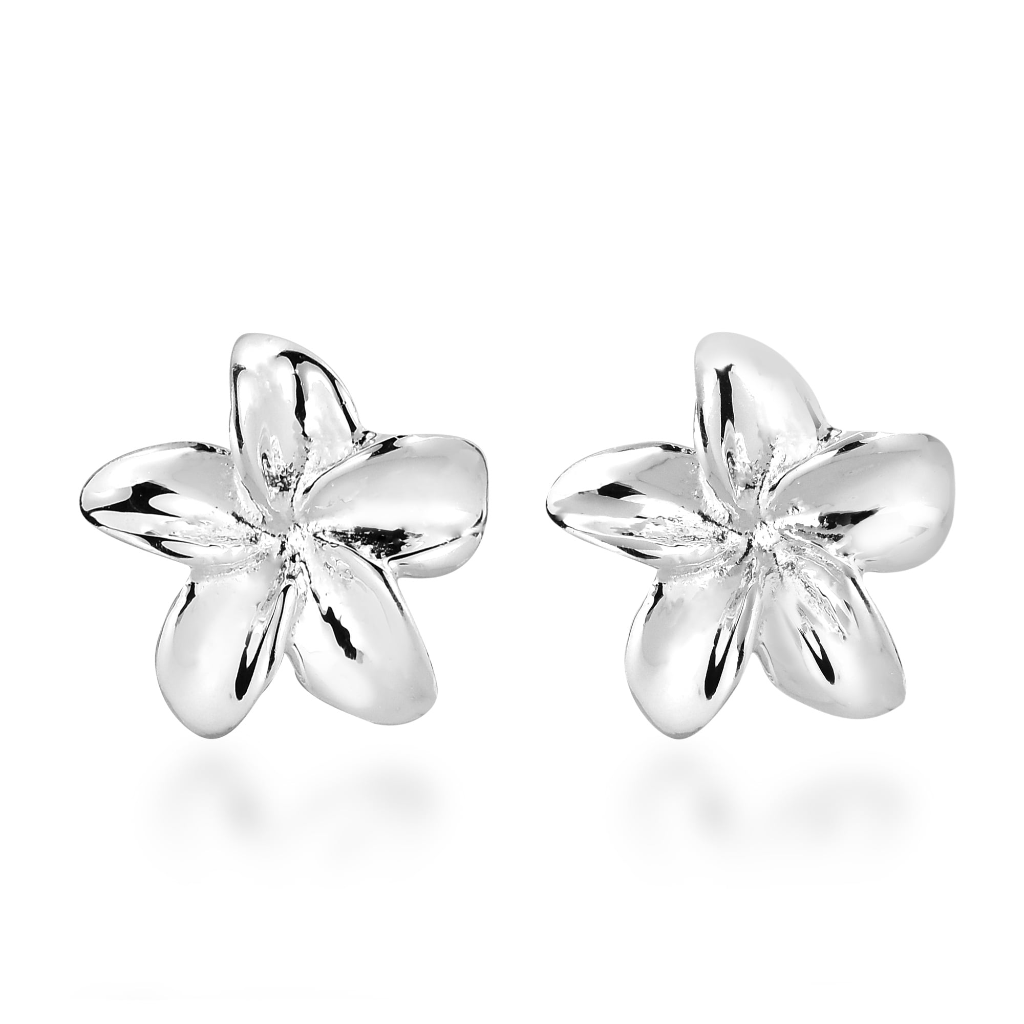 AERAVIDA Hawaiian Plumeria Flower .925 Sterling Silver Push Back Stud Earrings | Sterling Silver Stud Earring for women | Flower Stud Earrings | Stud Earrings