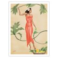 thumbnail image 1 of Hawaiian Pretty Lady (Wahine Uʻi) in Red Dress - Vintage Hawaiian Airbrush Art by Gill c.1930s - Fine Art Matte Paper Print (Unframed) 24x32in, 1 of 4