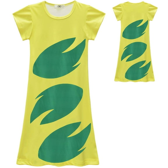 Hawaiian Princess Dress Costume for Girls Red Leaf Dress Kid Summer Party Wear