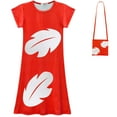 thumbnail image 1 of Hawaiian Princess Dress Costume for Girls Red Leaf Dress Kid Summer Party Wear, 1 of 4