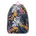 thumbnail image 1 of Hawaiian Print Backpack, Tropical Floral School Bag with Jungle Leaves Pattern, Exotic Summer Beach Design, Vibrant Hibiscus Aesthetic, 1 of 5
