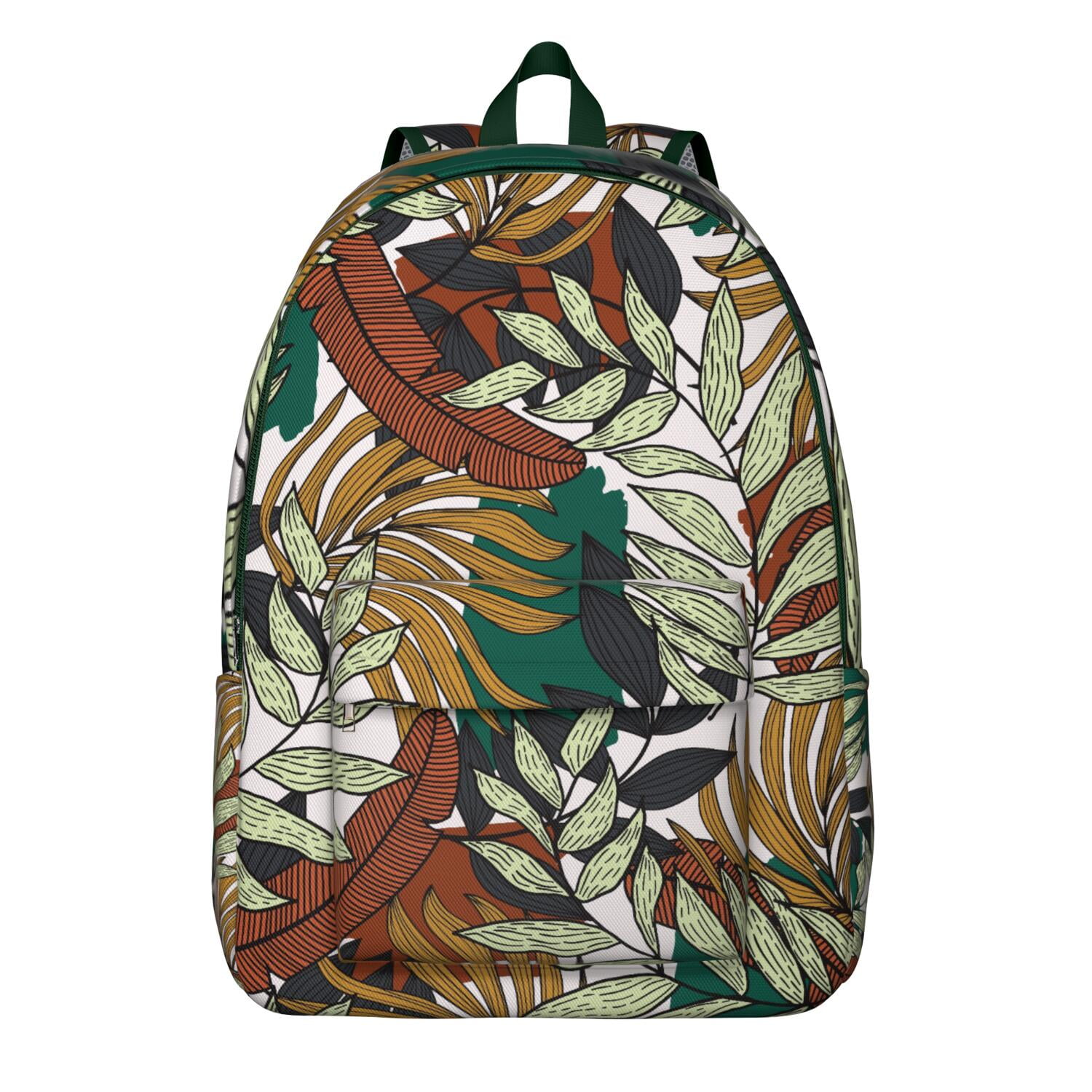 Hand Block Leaf Print Backpack Handblock Quilted Backpack – Lightweight & Stylish – Hawa  main image 3