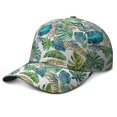 thumbnail image 1 of Hawaiian Print Baseball Cap, Washed Unstructured Dad Hat with Comfortable Fit, Tropical Floral and Botanical Jungle Leaves Design Adjustable Cap for Outdoor Activities, 1 of 4