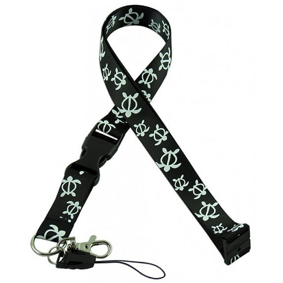 Hawaiian Print Lanyard Petroglyph Honu Turtle