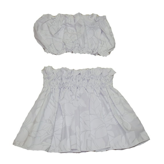 Hawaiian Print Toddler Girls Hula Skirts For 1 to 2 Years Old Girls Pa'u Hula Flower Skirts with Matching Top Set