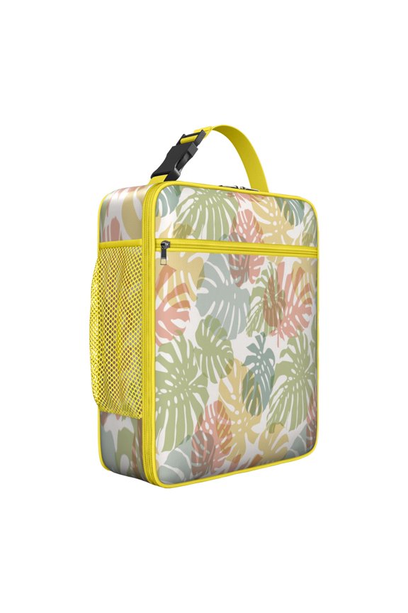 Hawaiian Print Tropical Floral Insulated Lunch Bag – Jungle Leaves Exotic Floral Summer Beach Hawaiian Hibiscus Botanical Jungle Leaves Summer Hawaiian Tote