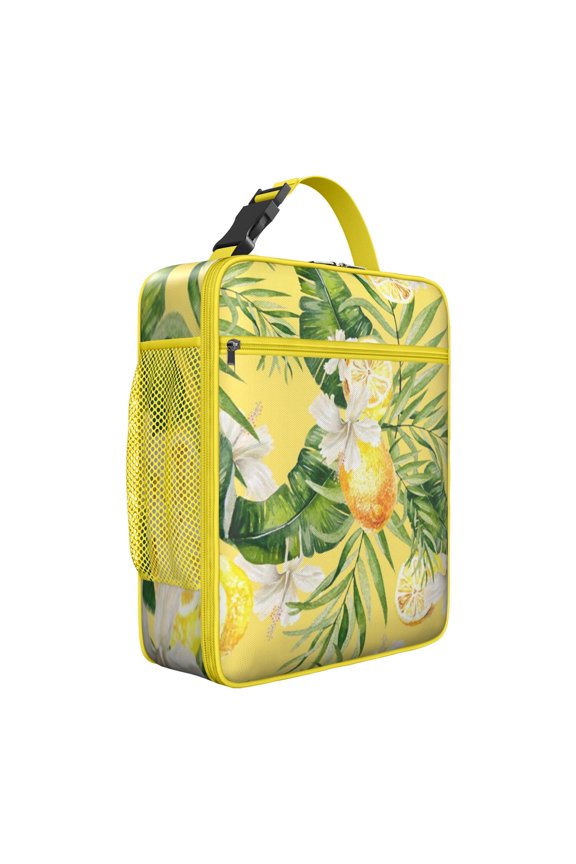 Hawaiian Print Tropical Floral Insulated Lunch Bag – Jungle Leaves Exotic Floral Summer Beach Hawaiian Hibiscus Botanical Jungle Leaves Summer Hawaiian Tote