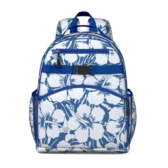 Hawaiian Print Waterproof Backpack - Breathable Padded Student Bag with Side Pockets