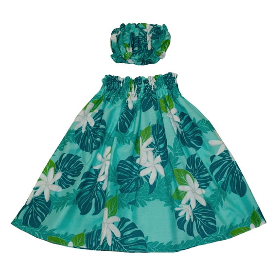 Hawaiian Print Young Girl Hula Skirts For 5 to 8 Years Old Girls Pa'u Hula Flower Skirts with Matching Top Set