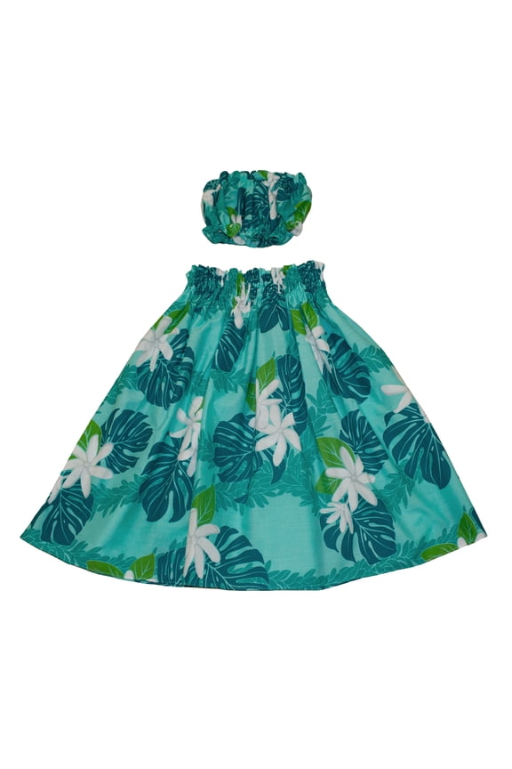 Hawaiian Print Young Girl Hula Skirts For 5 to 8 Years Old Girls Pa'u Hula Flower Skirts with Matching Top Set