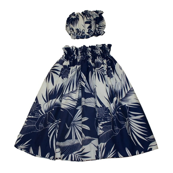 Hawaiian Print Young Girl Hula Skirts For 5 to 8 Years Old Girls Pa'u Hula Flower Skirts with Matching Top