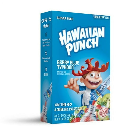 Hawaiian Punch Berry Blue Typhoon Sugar Free Powdermix Drink Mix, 8-ct (2 pack)