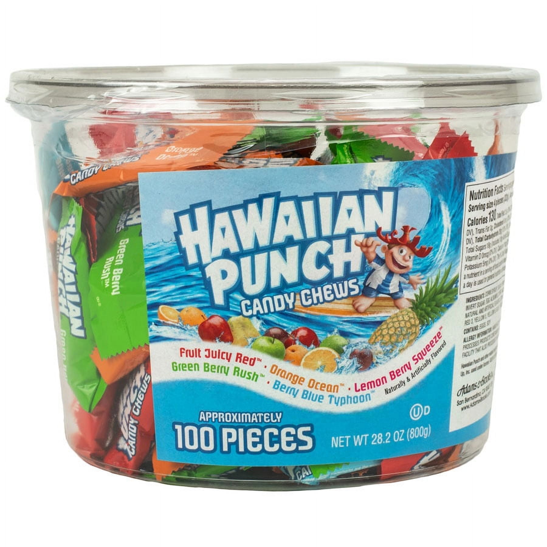 Hawaiian Punch Candy Chews, Assorted Flavors, 28.2oz 100 CT Tub