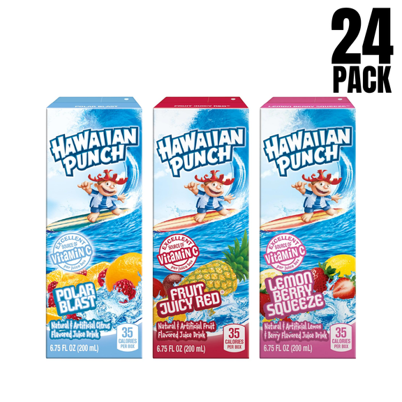 Hawaiian Punch Fruit Juice Drink Variety Pack, 24-Pack, 6.75 fl oz Cartons (162 oz Total), Shelf-Stable, Cardboard Box
