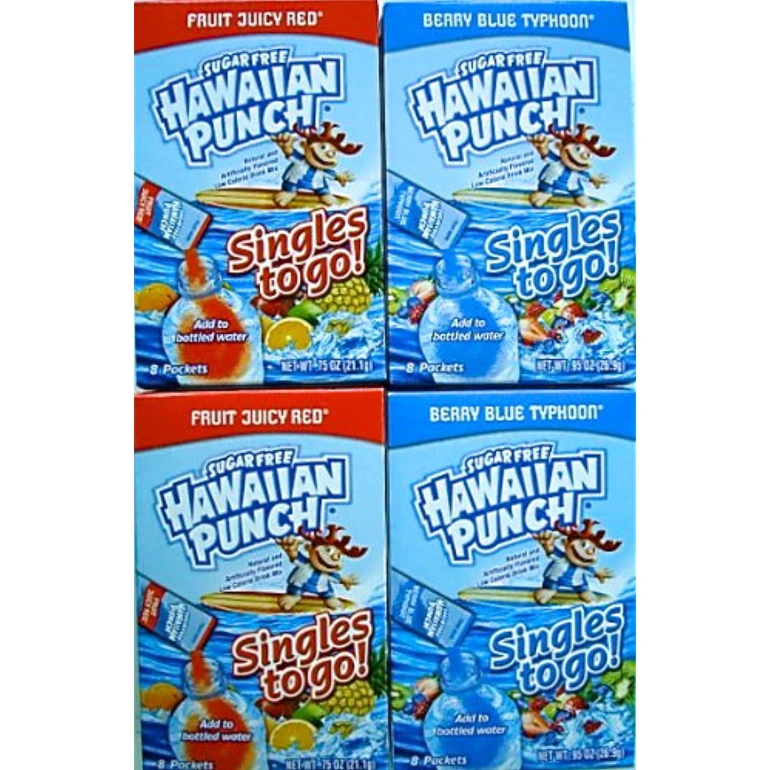 Hawaiian Punch Fruit Juicy Red And Berry Blue Typhoon Singles To Go 4 Boxes