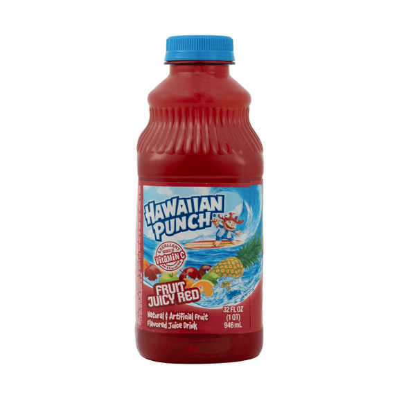Hawaiian Punch Fruit Juicy Red Fruit Punch Juice, 32fl oz, Gluten Free, Shelf Stable, Plastic Bottle