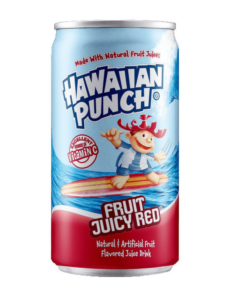 Hawaiian Punch Fruit Juicy Red, Fruit Punch Juice Drink, 8 fl oz Aluminum Cans, Shelf-Stable